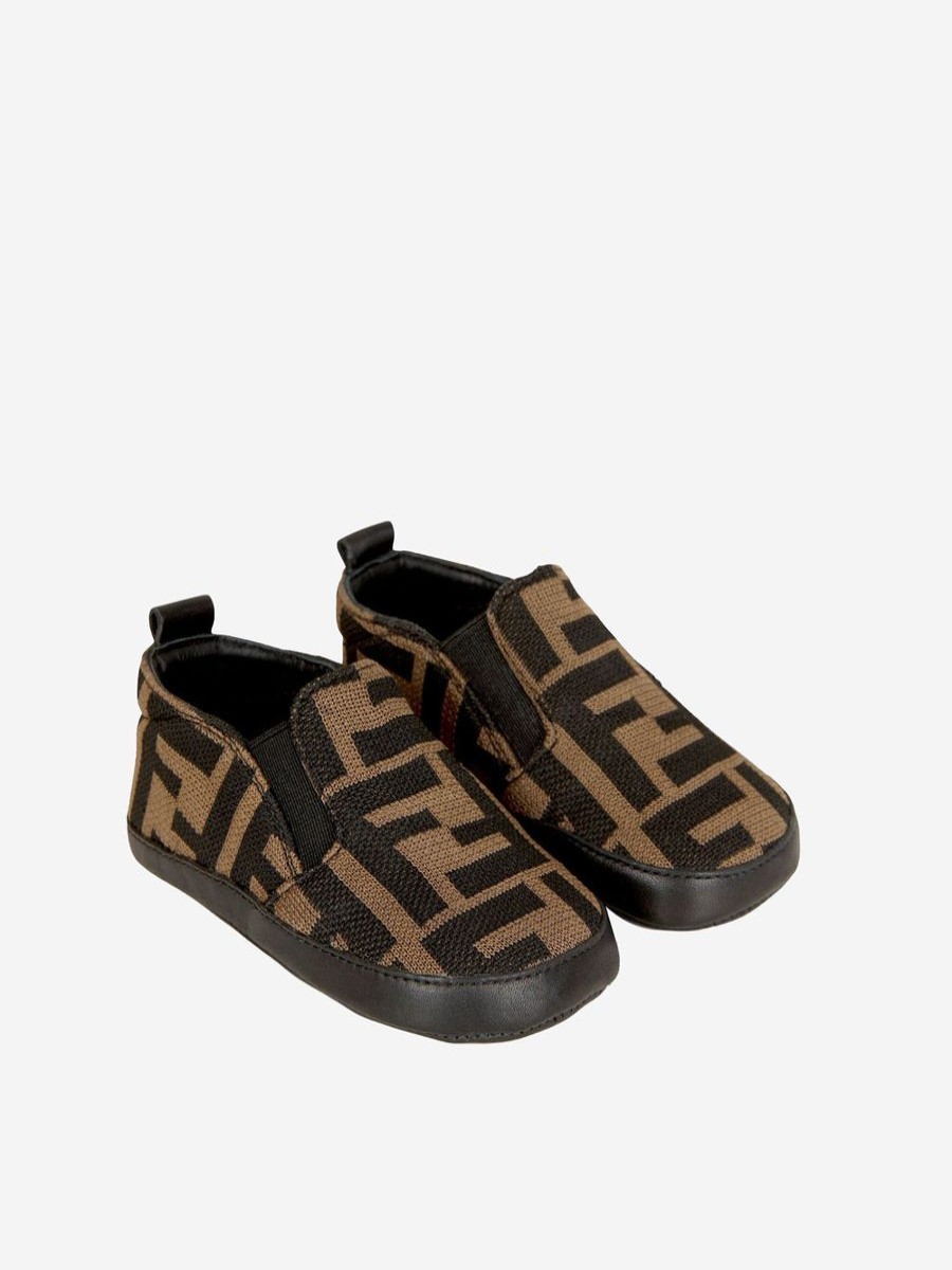 Baby Fendi Kids Shoes | Fendi Kids - Baby Boys Ff Logo Slip On Shoes In Brown | Childsplay Clothing