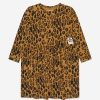 Girls Mini Rodini Dresses | Girls Basic Leopard Long Sleeve Dress In Beige