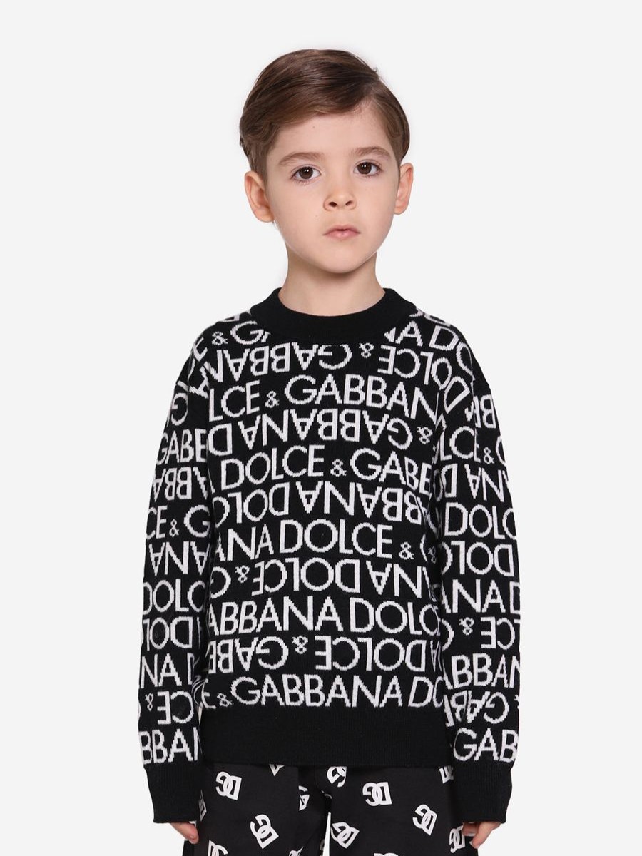 Boys Dolce & Gabbana Kids Jumpers & Cardigans | Boys Wool Logo Jumper In Black