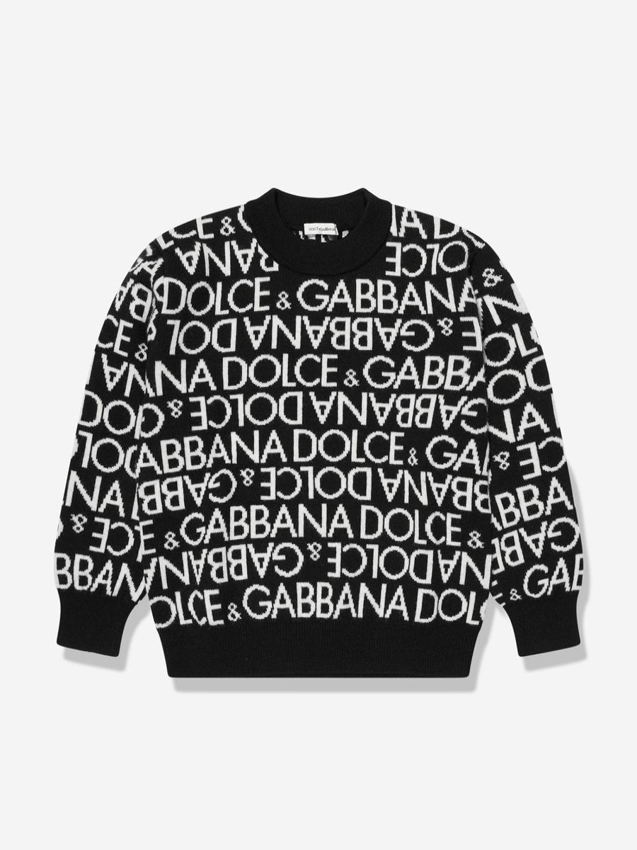 Boys Dolce & Gabbana Kids Jumpers & Cardigans | Boys Wool Logo Jumper In Black