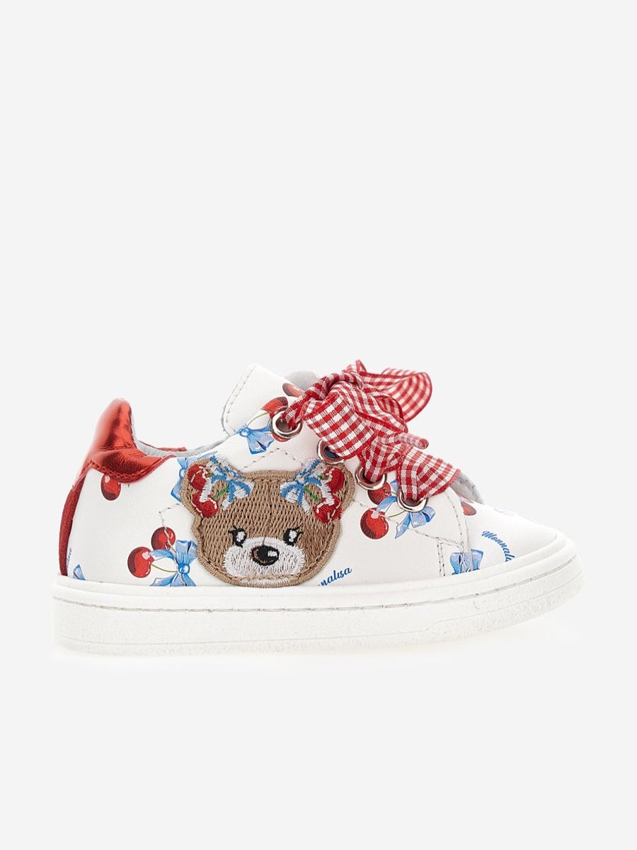 Baby Monnalisa Shoes | Girls Teddy Bear Trainers In White