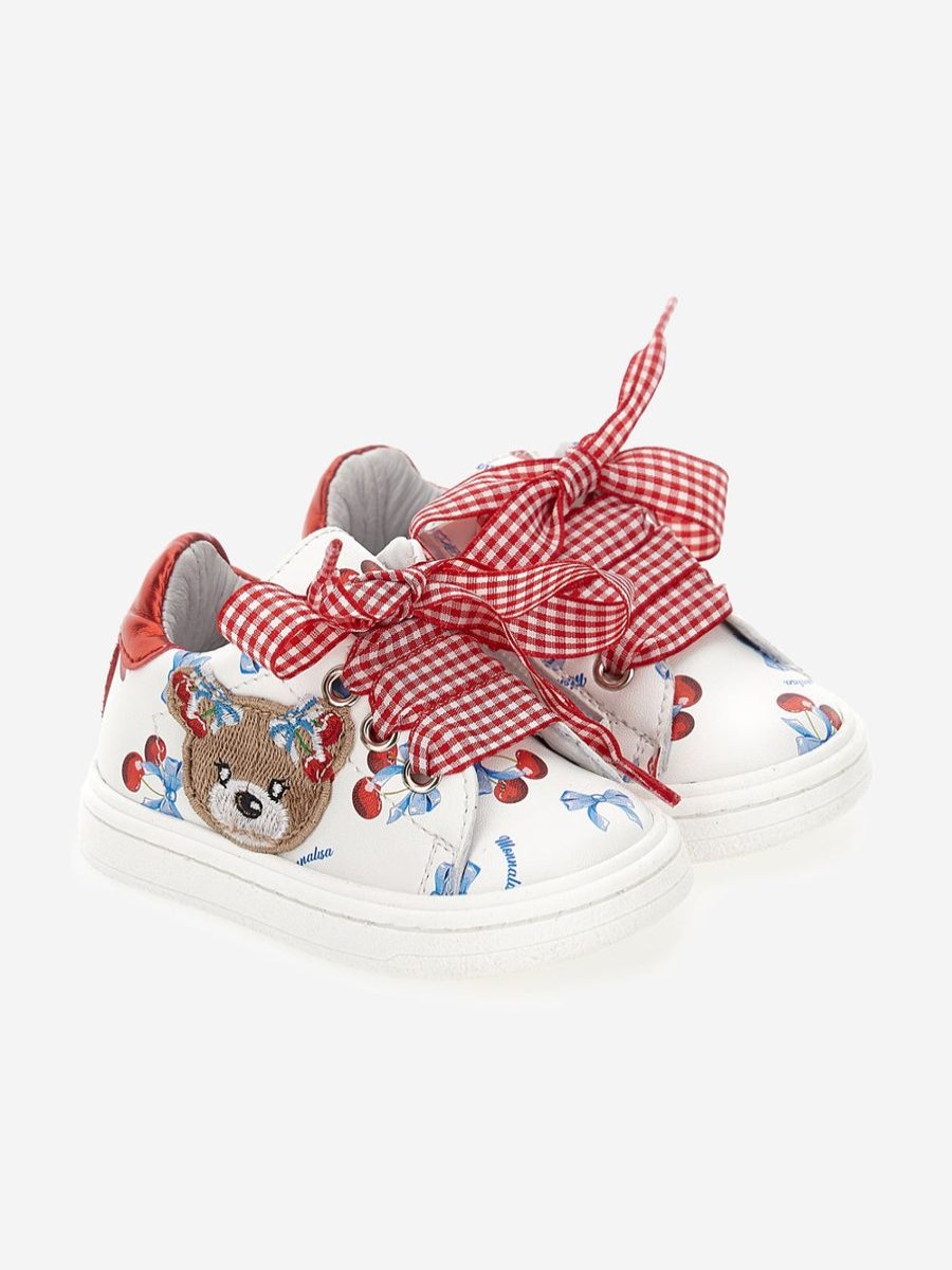 Baby Monnalisa Shoes | Girls Teddy Bear Trainers In White