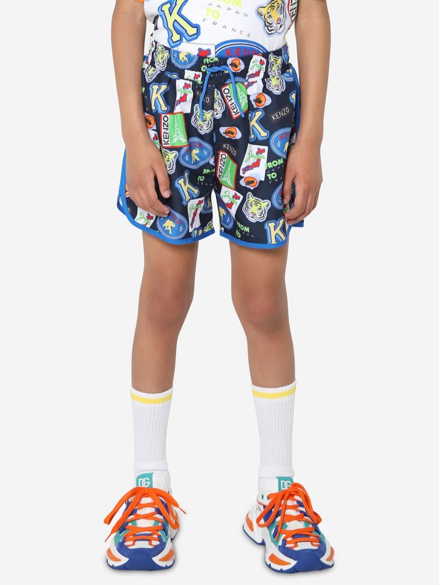 Boys KENZO KIDS Swimwear | Kenzo Kids - Boys Badge Print Swim Shorts In Navy | Childsplay Clothing