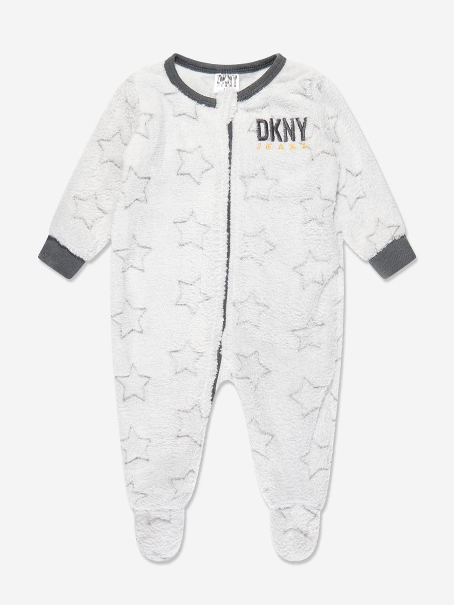 Boys DKNY Babygrows & Rompers | Baby Boys Fleece Onesie In Grey