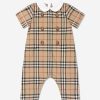 Girls Burberry Kids Babygrows & Rompers | Baby Octavian Romper In Archive Beige Check