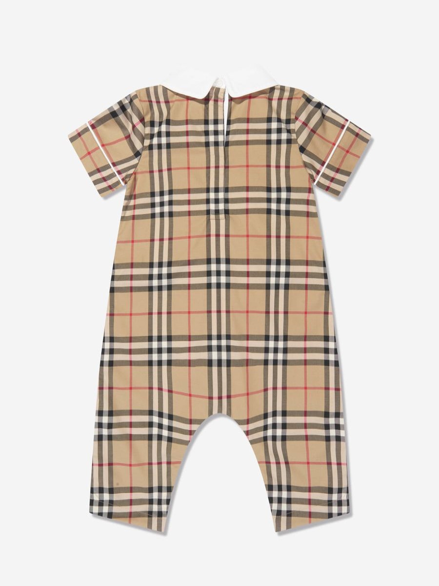 Girls Burberry Kids Babygrows & Rompers | Baby Octavian Romper In Archive Beige Check