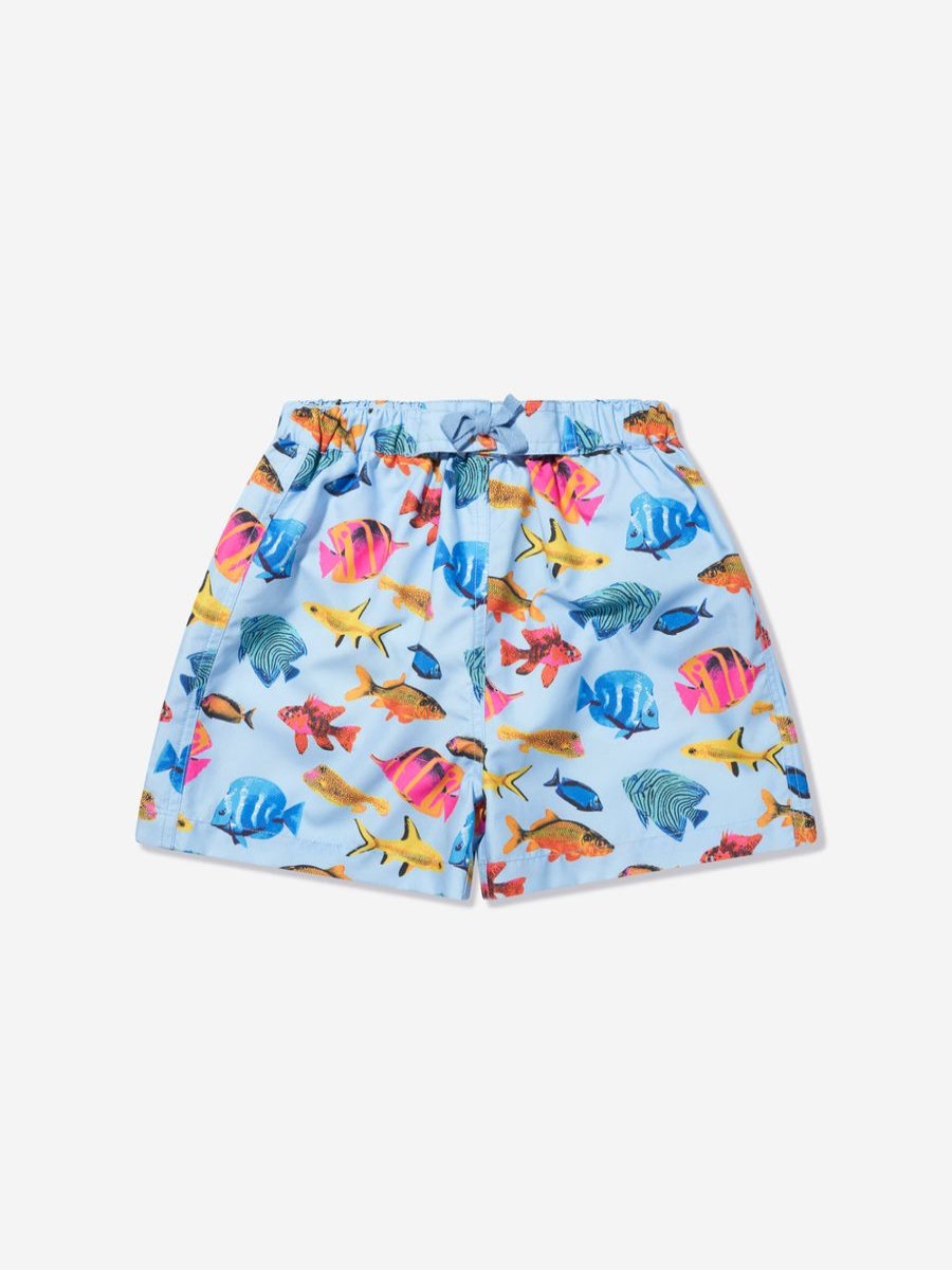 Boys Rachel Riley Shorts | Boys Tropical Fish Swim Shorts In Multicolour