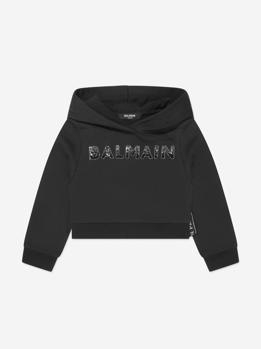 Girls Balmain Sweatshirts & Hoodies | Girls Logo Hoodie In Black