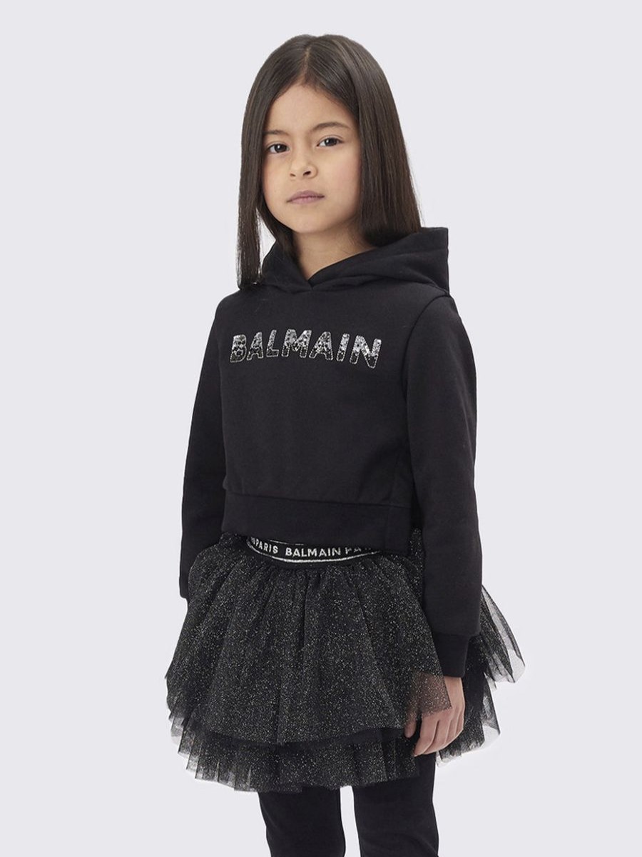 Girls Balmain Sweatshirts & Hoodies | Girls Logo Hoodie In Black