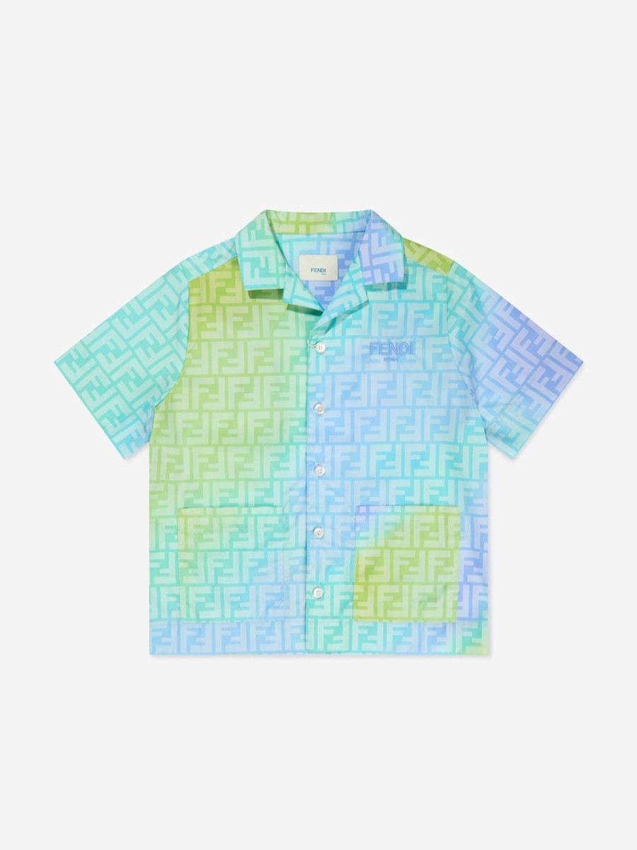 Boys Fendi Kids Shirts | Fendi Kids - Kids Ff Metaverse Short Sleeve Shirt In Multicolour | Childsplay Clothing