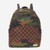 Boys Sprayground Bags & Backpacks | Kids Camo Shark Shape Check Savage Backpack In Green