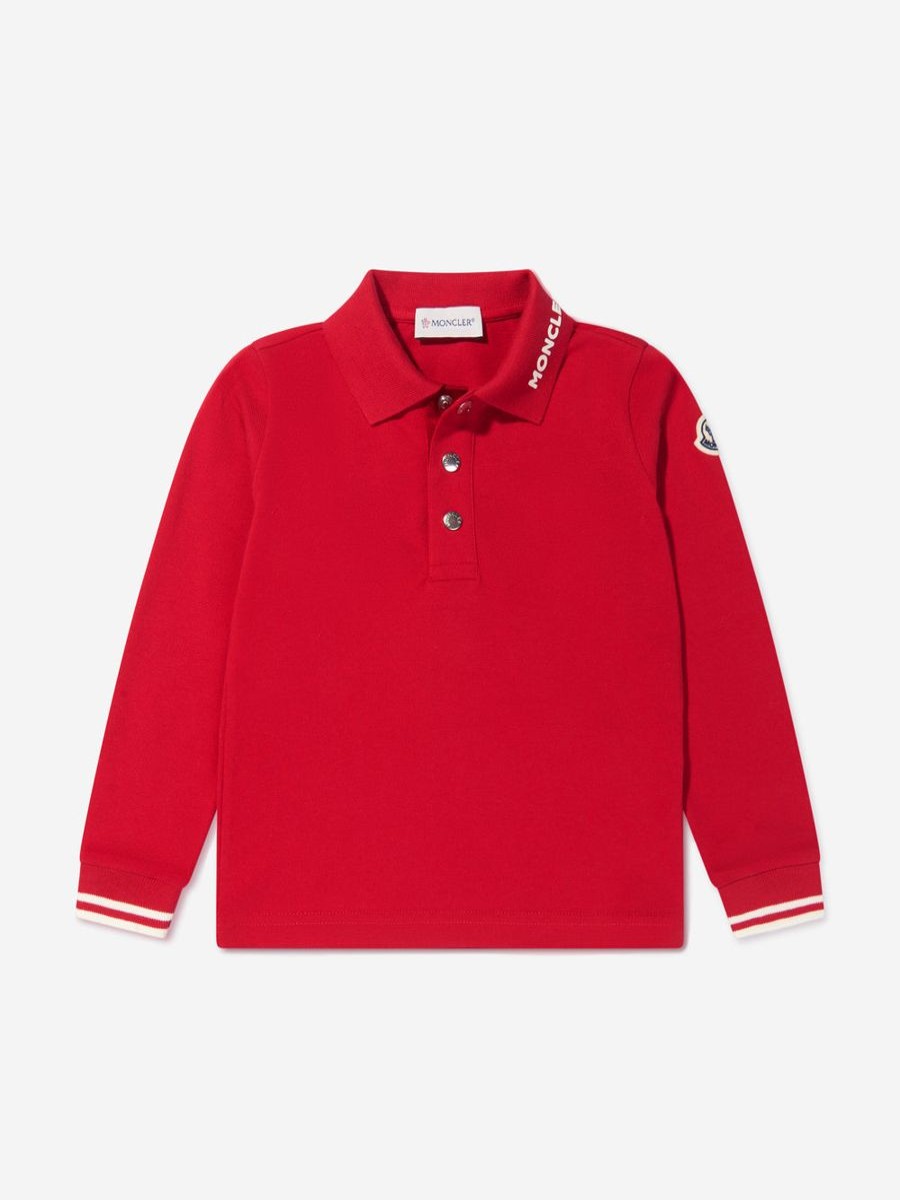 Boys Moncler Enfant T-Shirts & Tops | Moncler Enfant - Boys Long Sleeve Logo Polo Shirt | Childsplay Clothing