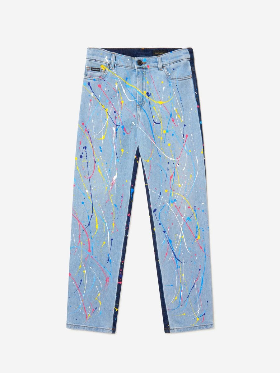 Boys Dolce & Gabbana Kids Jeans | Boys Paint Splash Denim Jeans