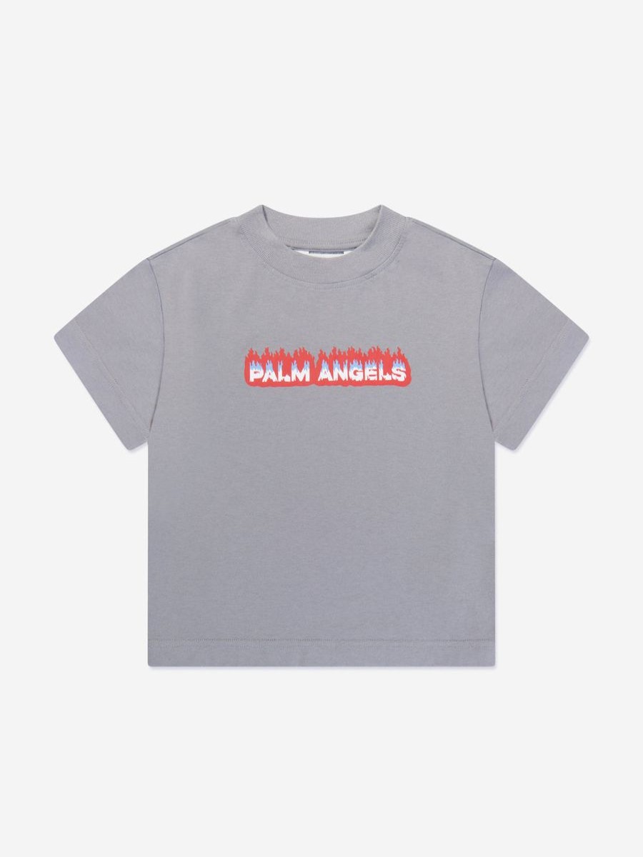 Boys Palm Angels T-Shirts & Tops | Boys Flames Regular T-Shirt In Grey