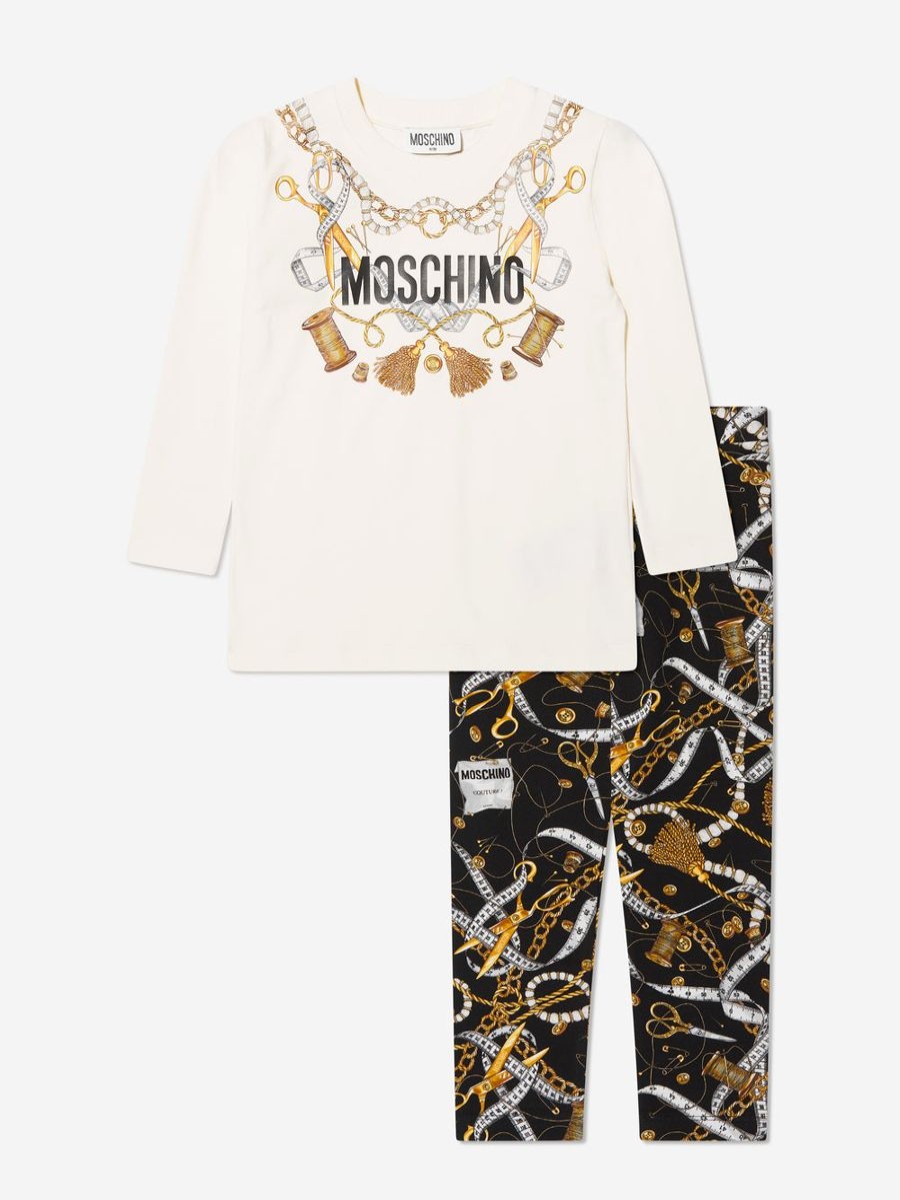 Teen Moschino Kids Coats & Jackets | Girls T-Shirt And Leggings Set In Ivory