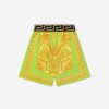 Boys Versace Shorts | Boys Barocco Print Shorts In Lime