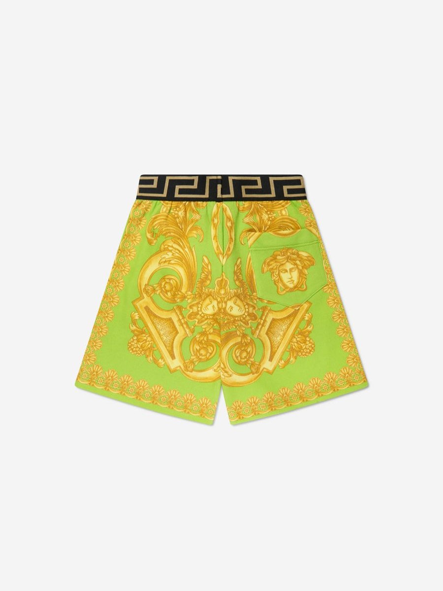 Boys Versace Shorts | Boys Barocco Print Shorts In Lime