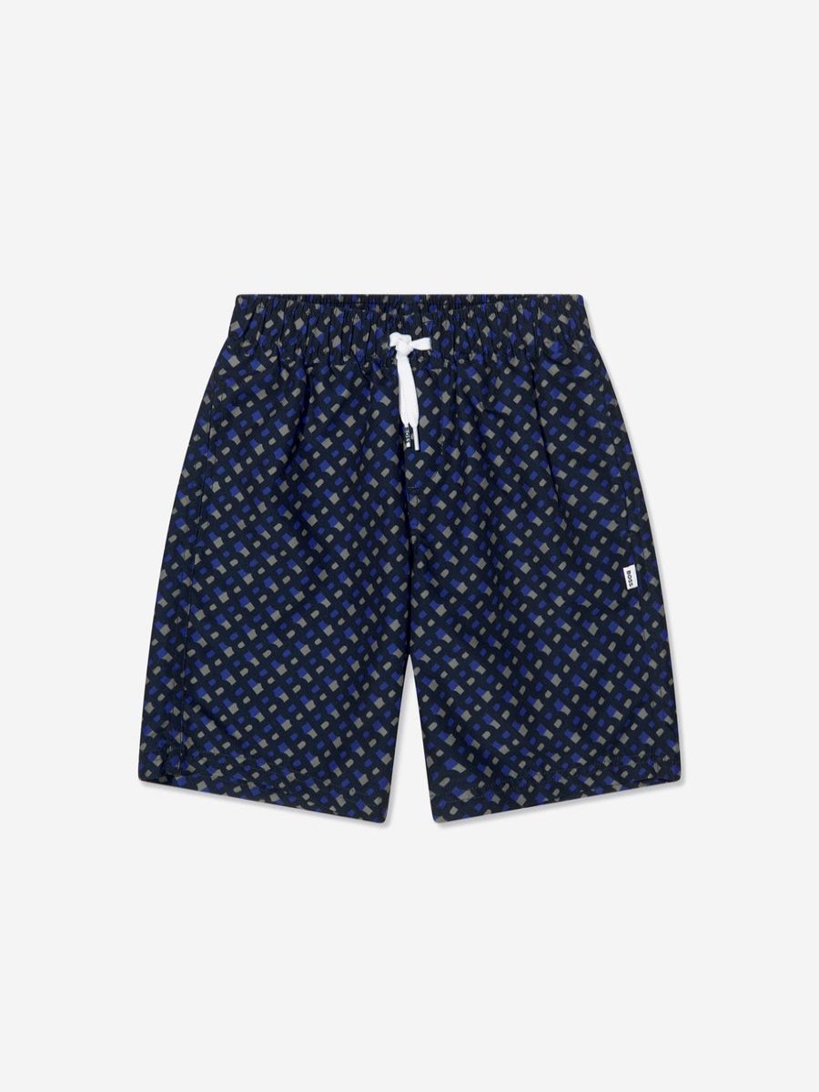 Boys BOSS Swimwear | Boss - Boys Monogram Swim Shorts In Navy | Childsplay Clothing