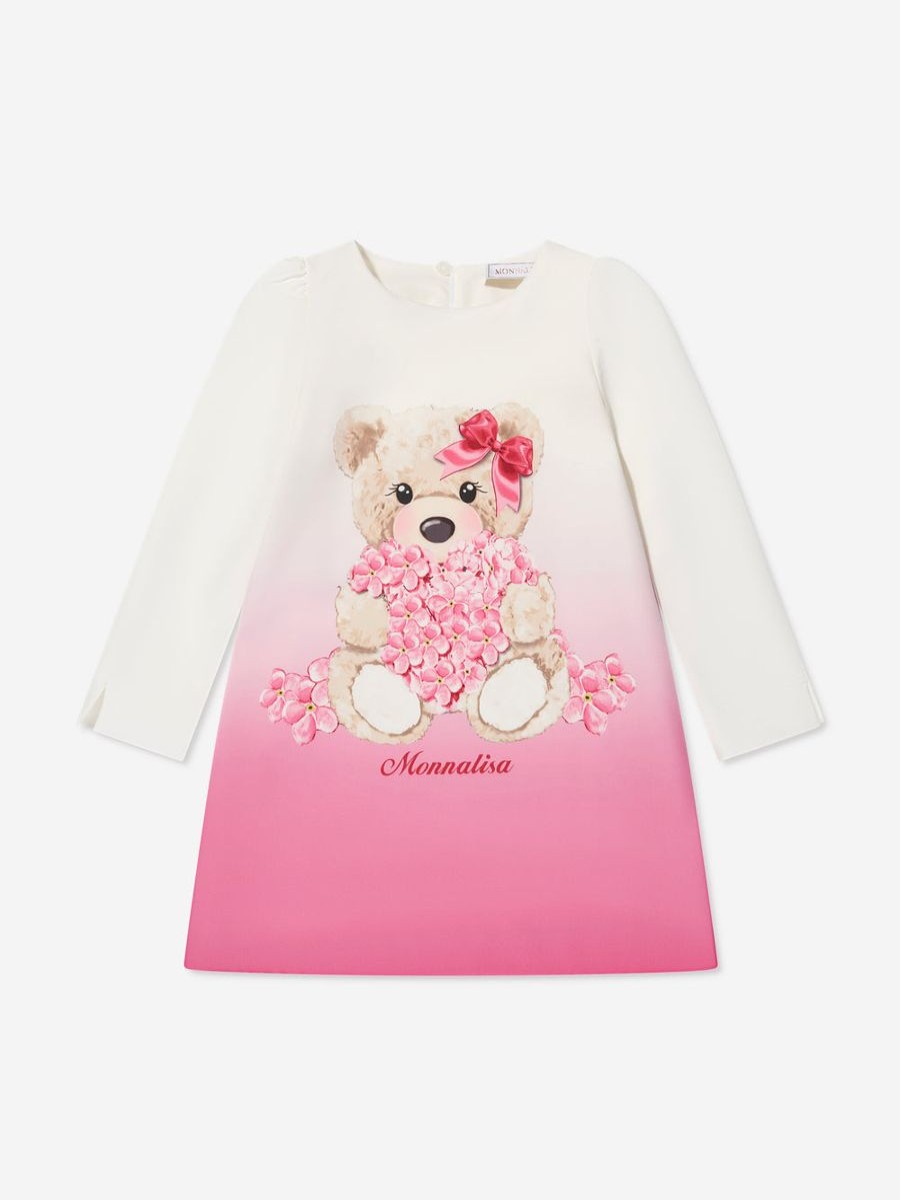 Girls Monnalisa Dresses | Girls Teddy Bear Dress In Ivory