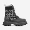 Boys Dolce & Gabbana Kids Boots | Boys Leather Logo Combat Boots In Black