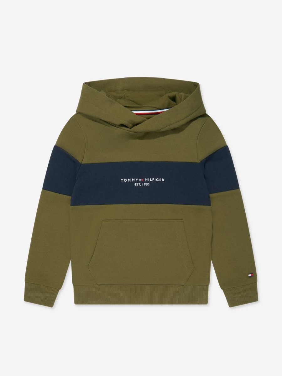 Boys Tommy Hilfiger Sweatshirts & Hoodies | Boys Essential Colourblock Hoodie In Green