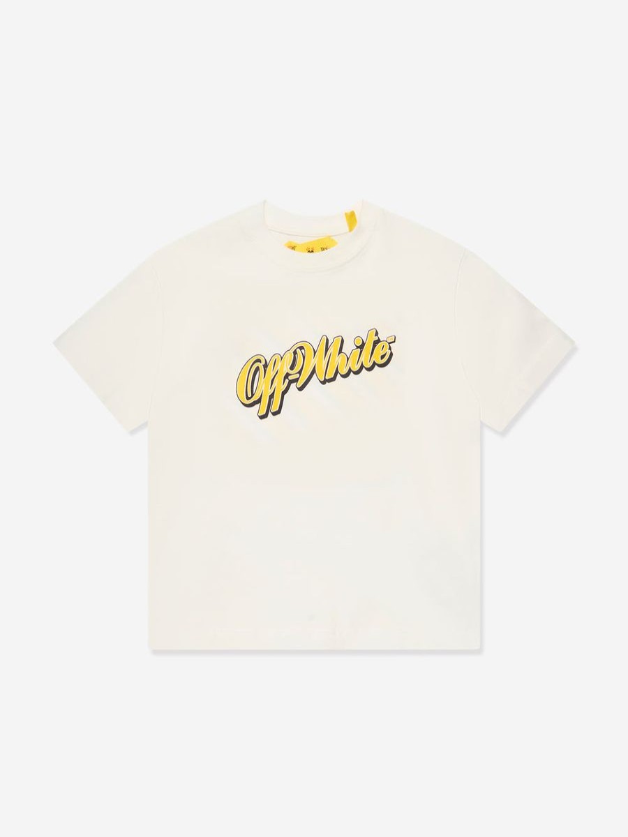 Boys Off-White T-Shirts & Tops | Boys Baseball Logo T-Shirt In White