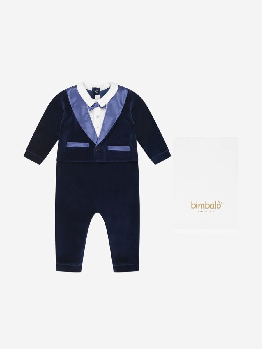 Boys Bimbalo Babygrows & Rompers | Baby Boys Romper- Velour Suit Romper