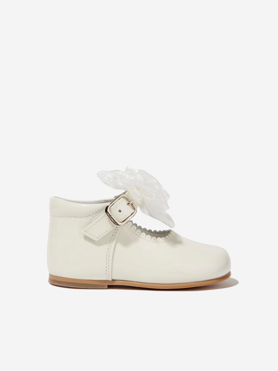 Baby Andanines Shoes | Girls Mary Jane Shoes With Bow In Ivory