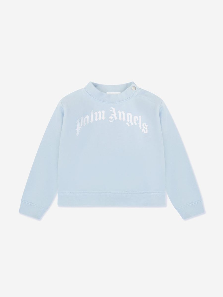 Baby Palm Angels Sweatshirts & Hoodies | Baby Boys Curved Logo Sweatshirt In Blue