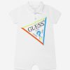 Boys Guess Babygrows & Rompers | Baby Boys Logo Romper In White