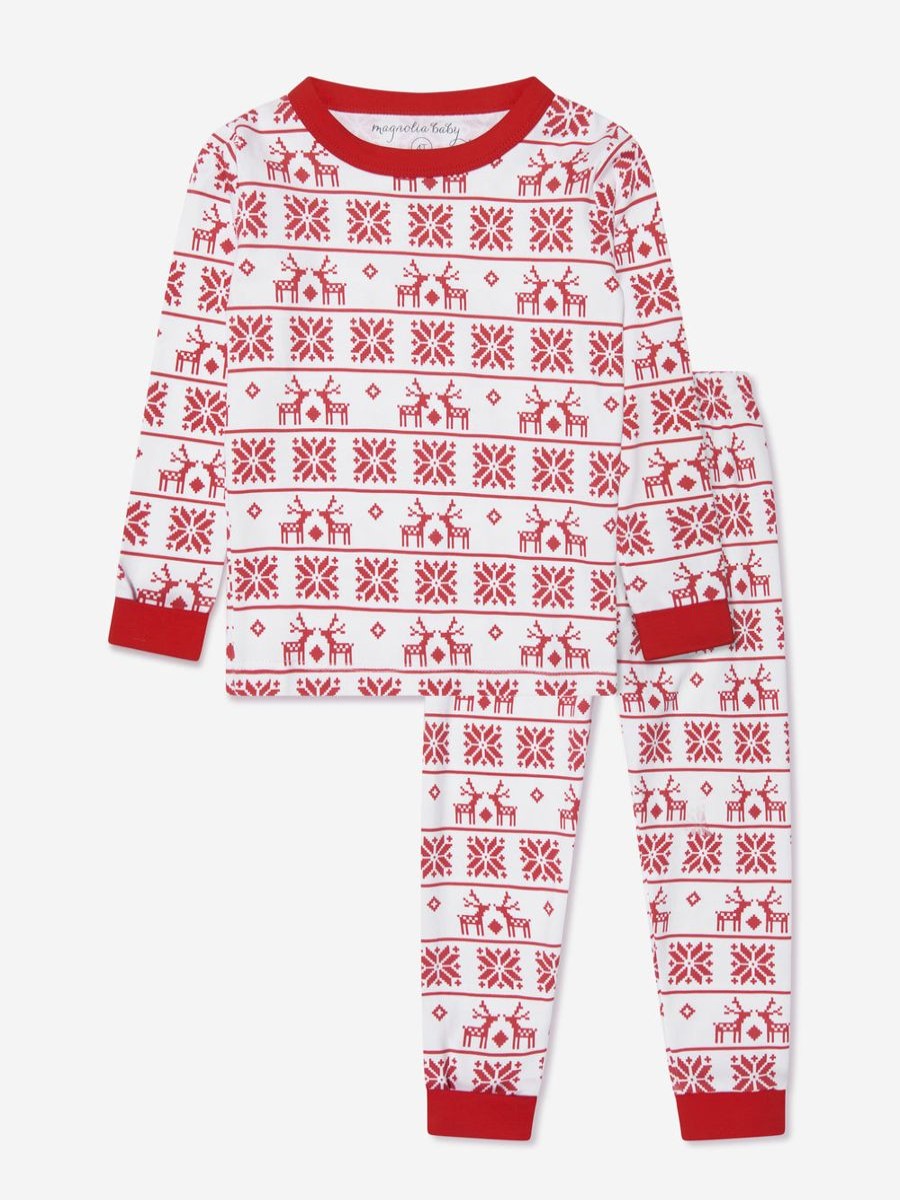 Boys Magnolia Baby Nightwear & Pyjamas | Kids Fair Isle Long Pyjamas In Red