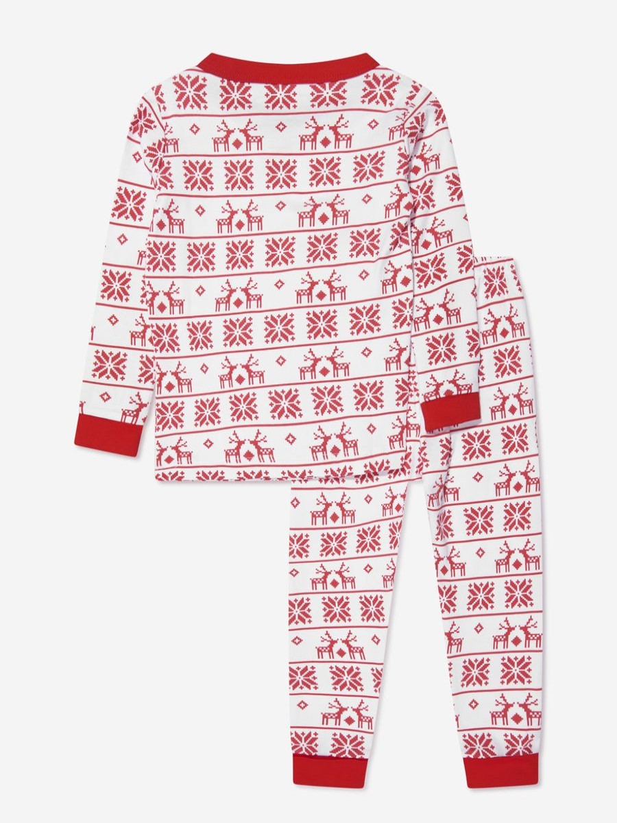 Boys Magnolia Baby Nightwear & Pyjamas | Kids Fair Isle Long Pyjamas In Red