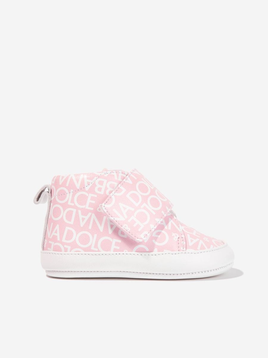 Baby Dolce & Gabbana Kids Shoes | Baby Girls Leather Logo Pre-Walkers In Pink