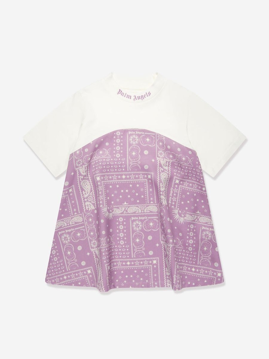 Girls Palm Angels Dresses | Girls Astro Paisley Dress In Purple