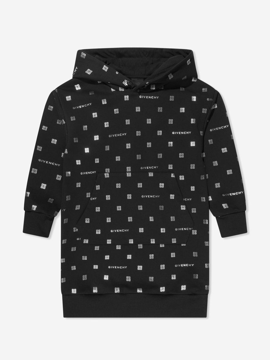 Teen Givenchy Underwear | Girls Hooded 4G Logo Dress In Black