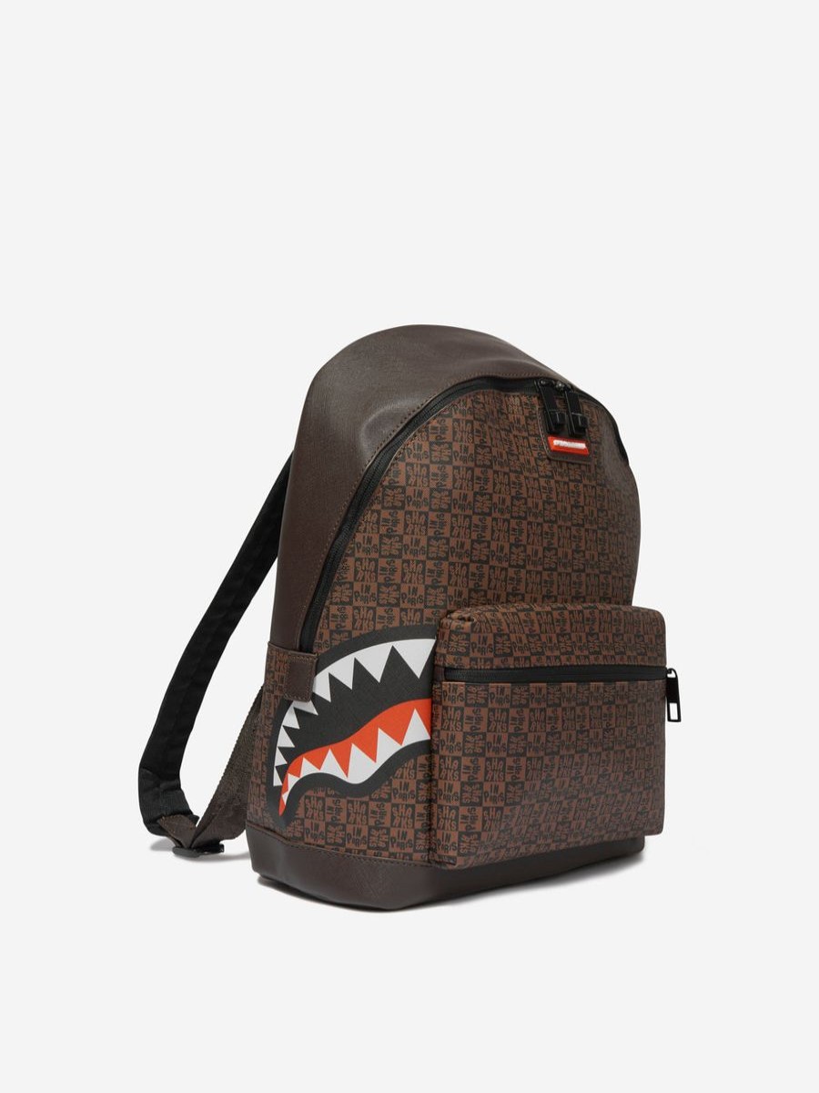 Boys Sprayground Bags & Backpacks | Kids Sharks In Paris Check Emperor Backpack In Brown