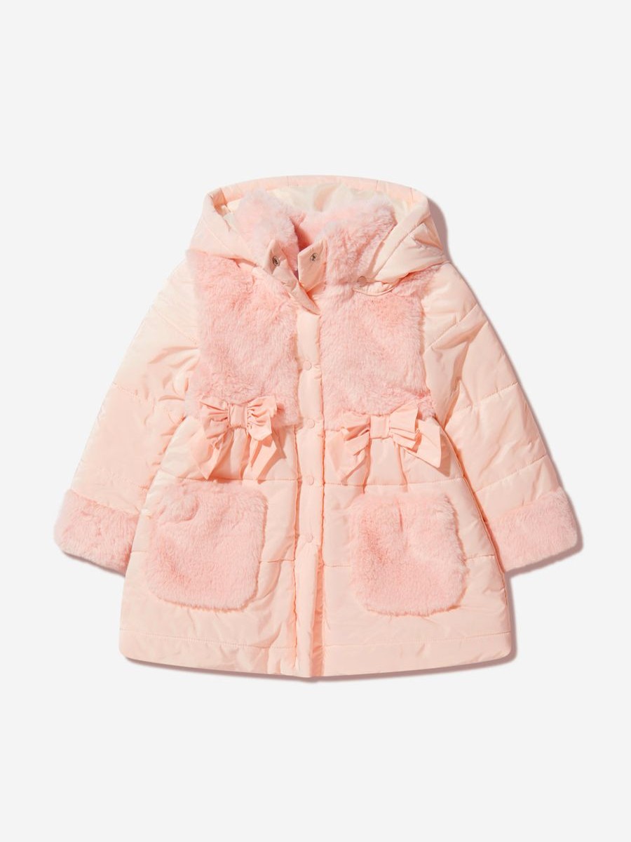 Girls Patachou Coats & Jackets | Girls Faux Fur Trim Hooded Coat