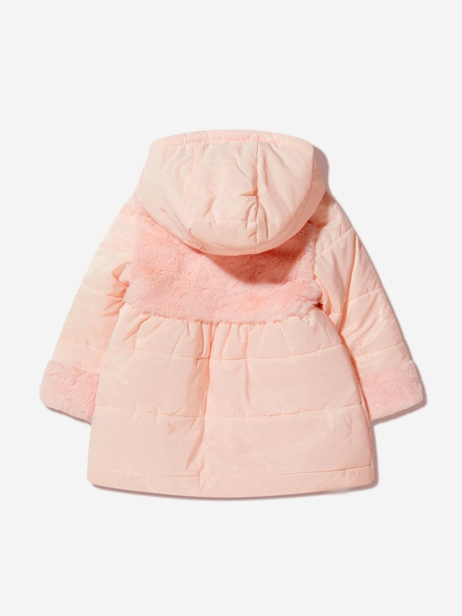 Girls Patachou Coats & Jackets | Girls Faux Fur Trim Hooded Coat