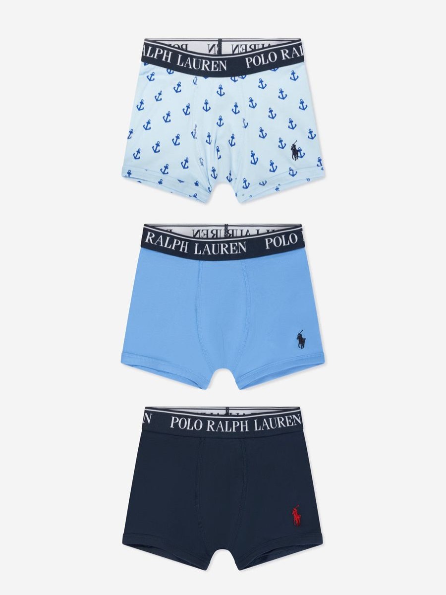 Boys Ralph Lauren Kids Underwear | Boys 3 Pack Boxer Shorts Set In Blue