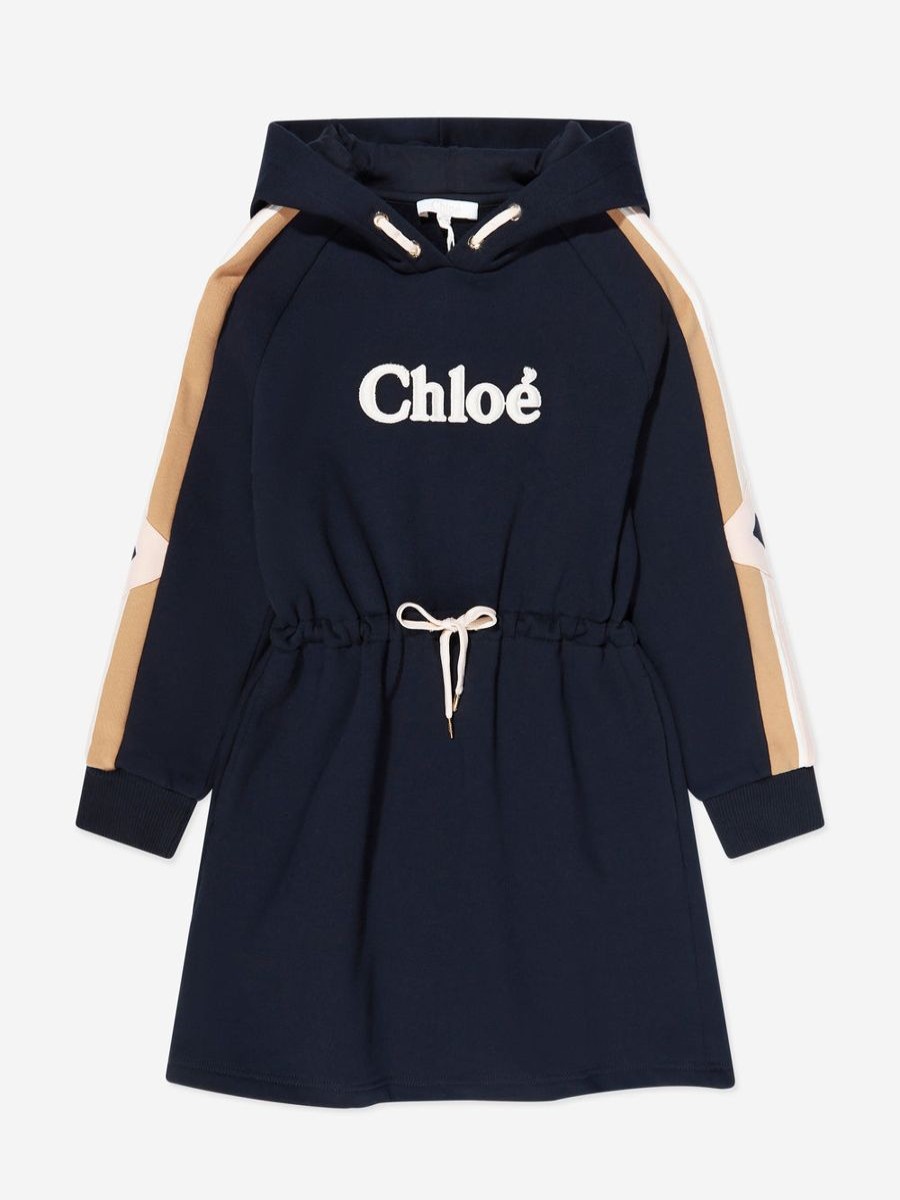 Girls Chloé Dresses | Girls Hooded Sweatshirt Dress In Navy