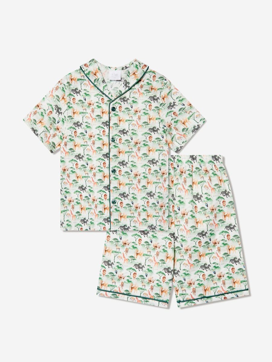 Boys Amiki Children Nightwear & Pyjamas | Boys Samuel Button Up Pyjama Set In Green