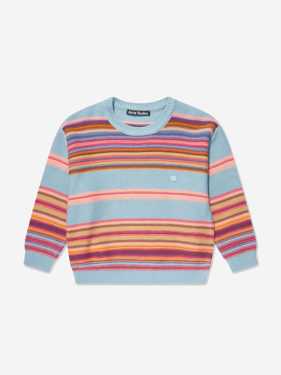 Boys Acne Studios Jumpers & Cardigans | Kids Striped Jumper In Blue