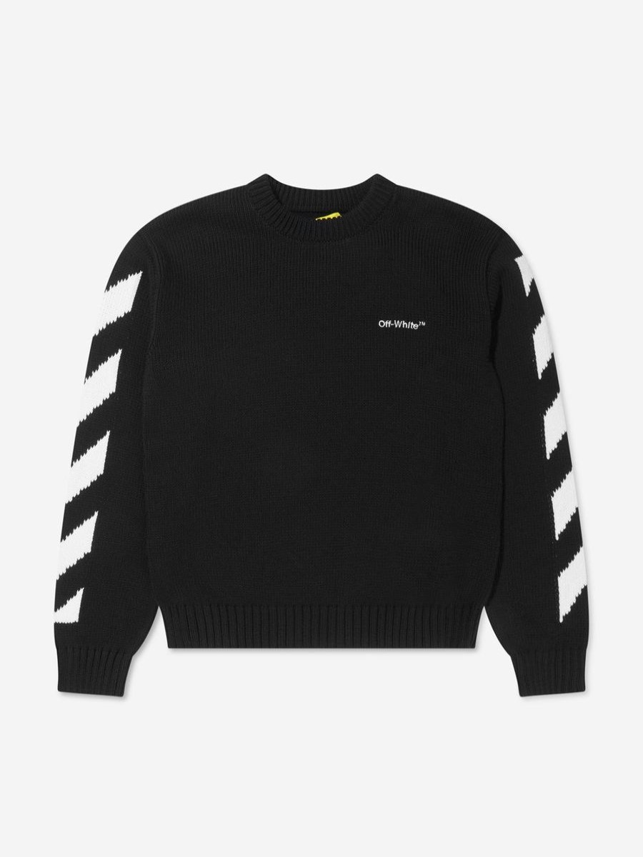 Boys Off-White Jumpers & Cardigans | Boys Rubber Arrow Knit Crew Neck Jumper