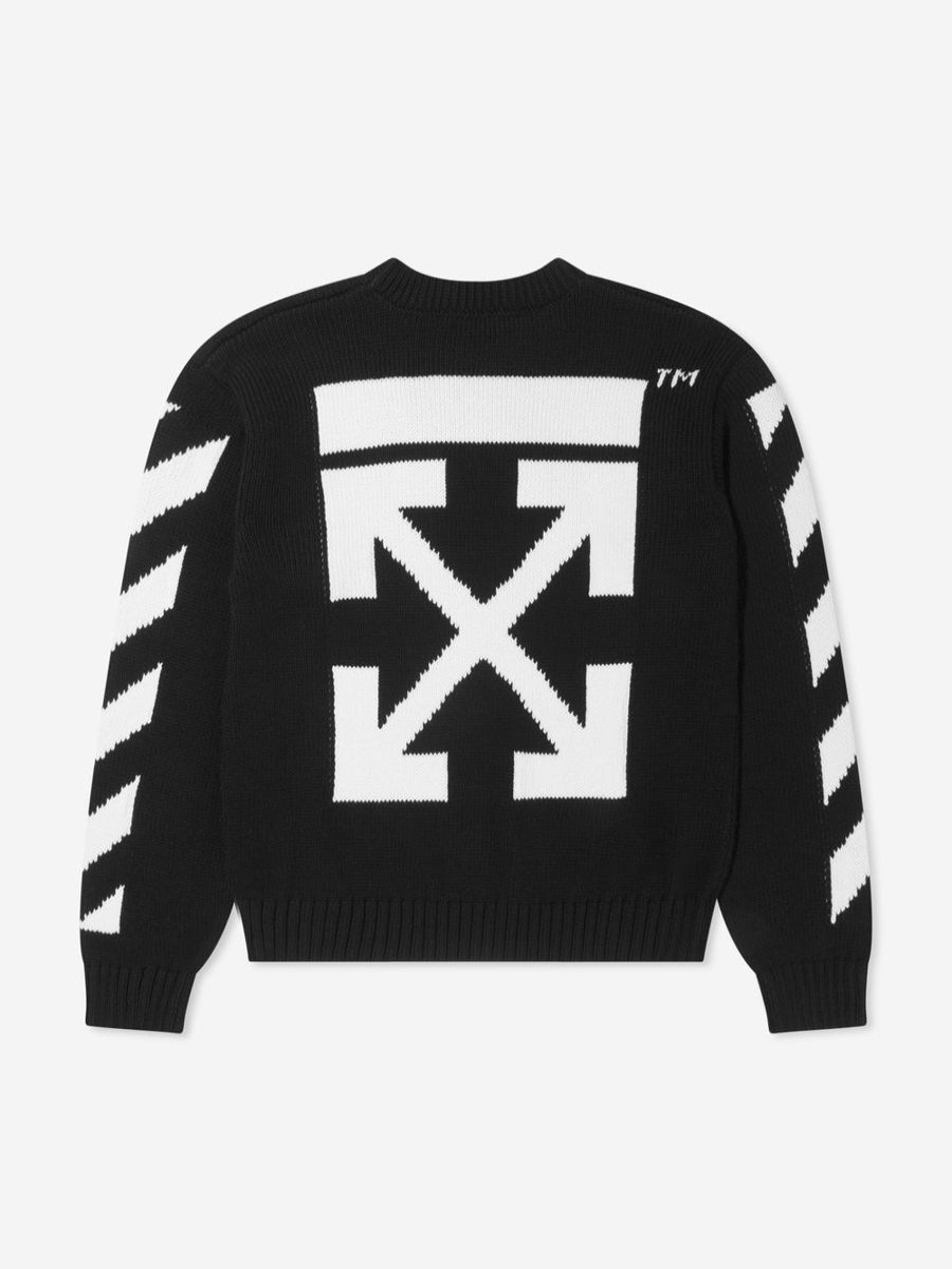 Boys Off-White Jumpers & Cardigans | Boys Rubber Arrow Knit Crew Neck Jumper