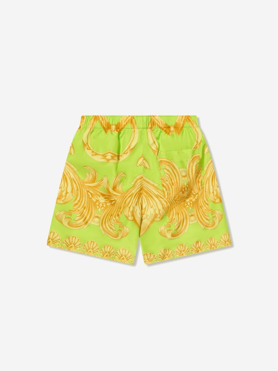 Boys Versace Swimwear | Boys Barocco Swim Shorts In Lime