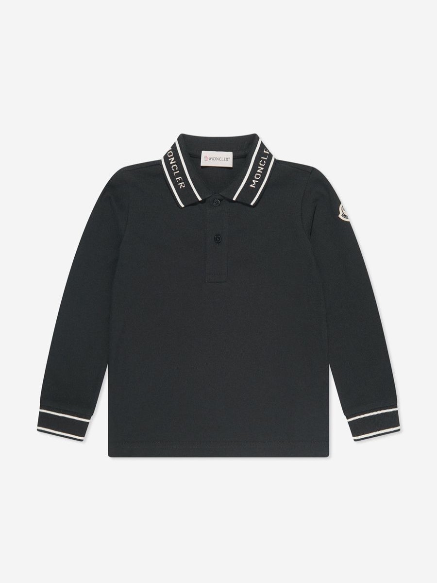 Boys Moncler Enfant T-Shirts & Tops | Boys Long Sleeve Polo Shirt In Black