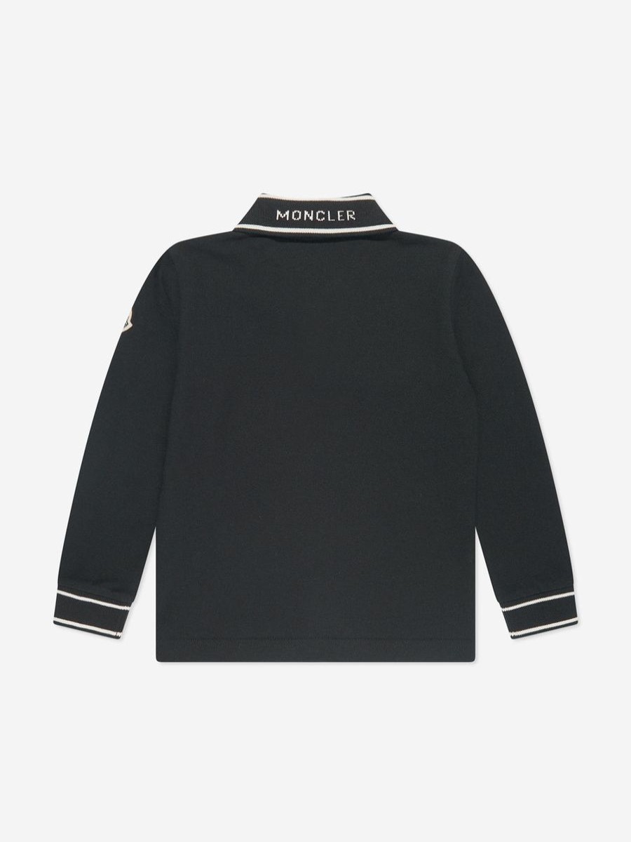 Boys Moncler Enfant T-Shirts & Tops | Boys Long Sleeve Polo Shirt In Black