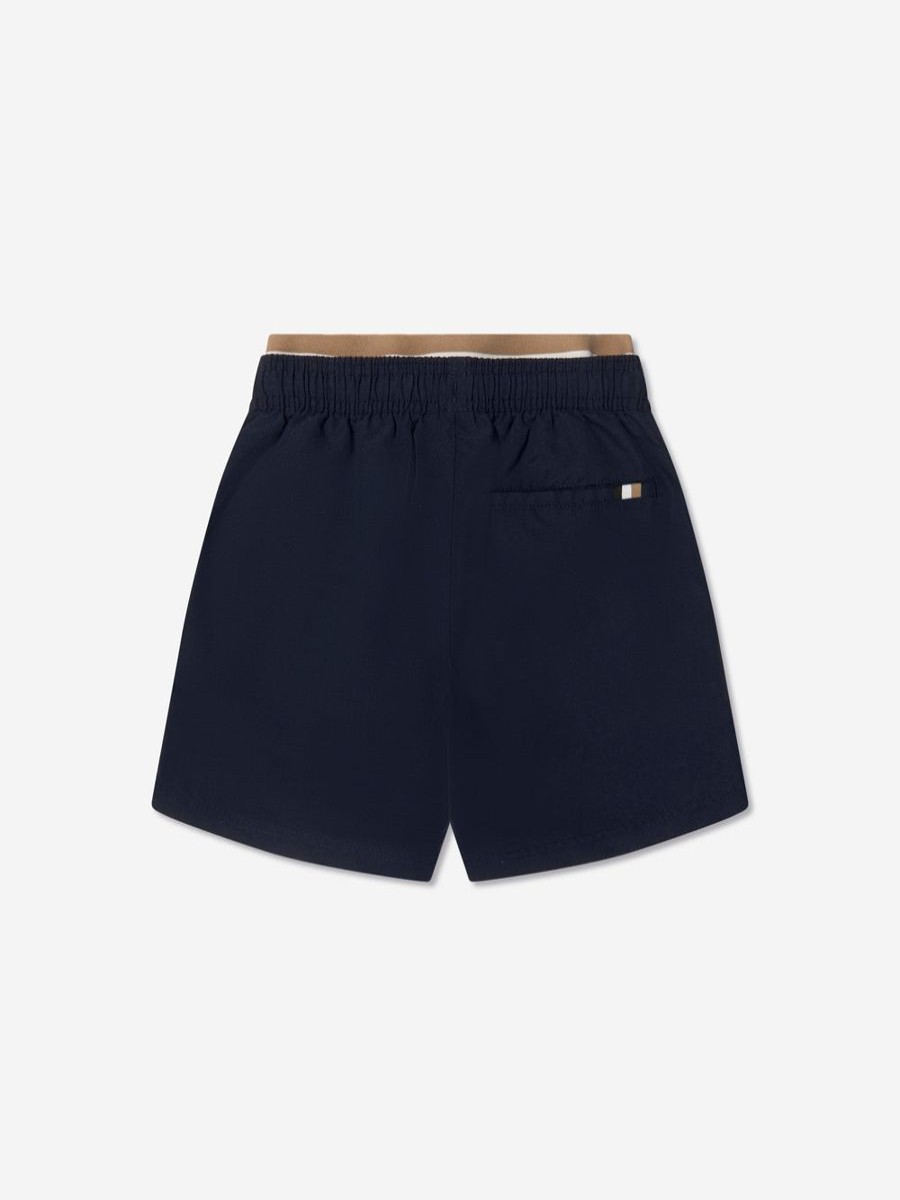 Boys BOSS Shorts | Boss - Boys Logo Swim Shorts In Navy | Childsplay Clothing