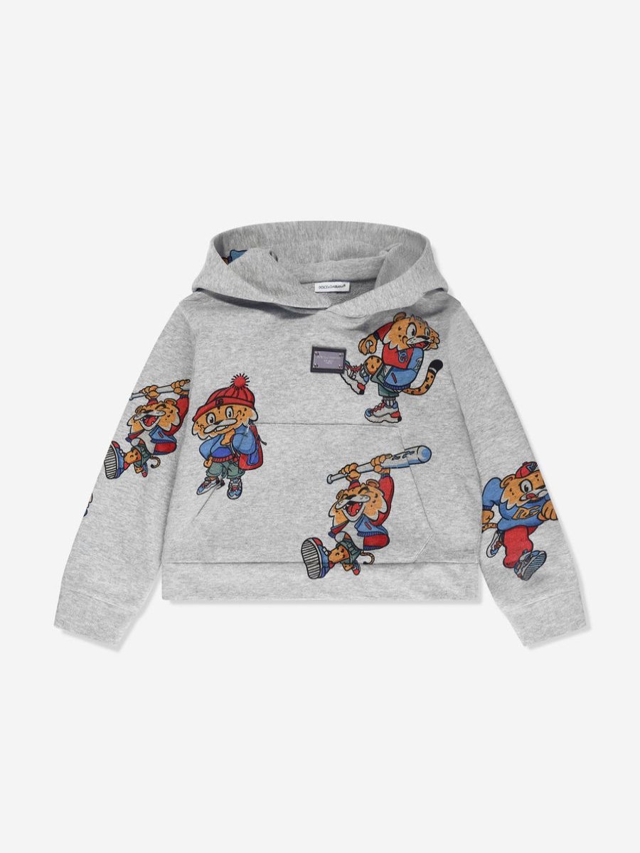 Boys Dolce & Gabbana Kids Sweatshirts & Hoodies | Boys Mascot Hoodie In Grey