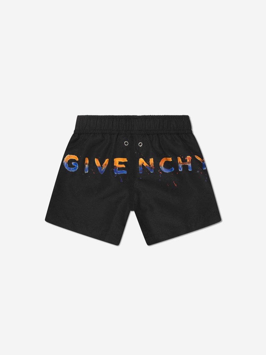 Boys Givenchy Swimwear | Boys Paint Effect Logo Swim Shorts In Black